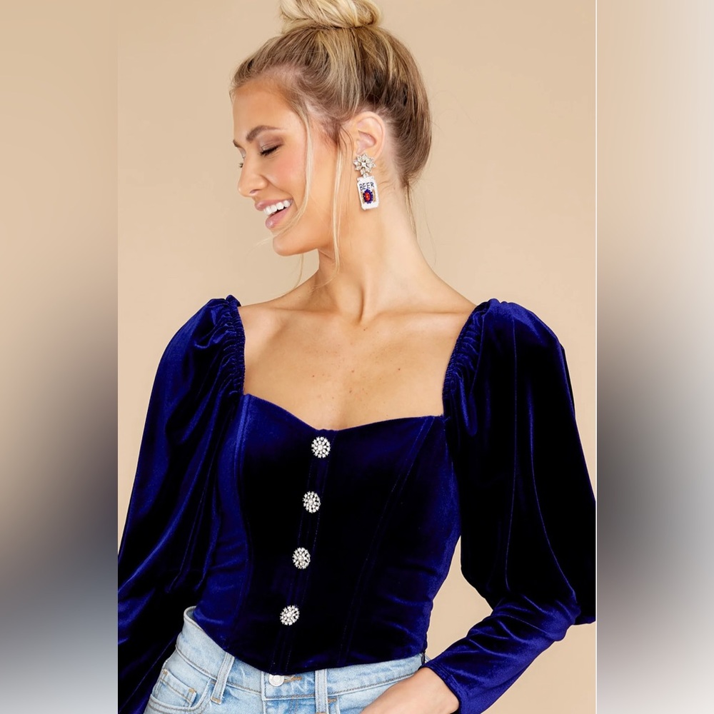 Never worn - blue velvet red dress top